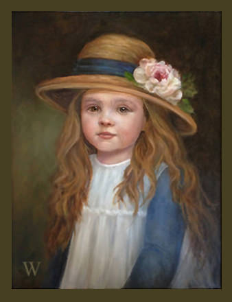 Girl With The Rose Hat | 11 X 14 oil | Hang It Up Gallery